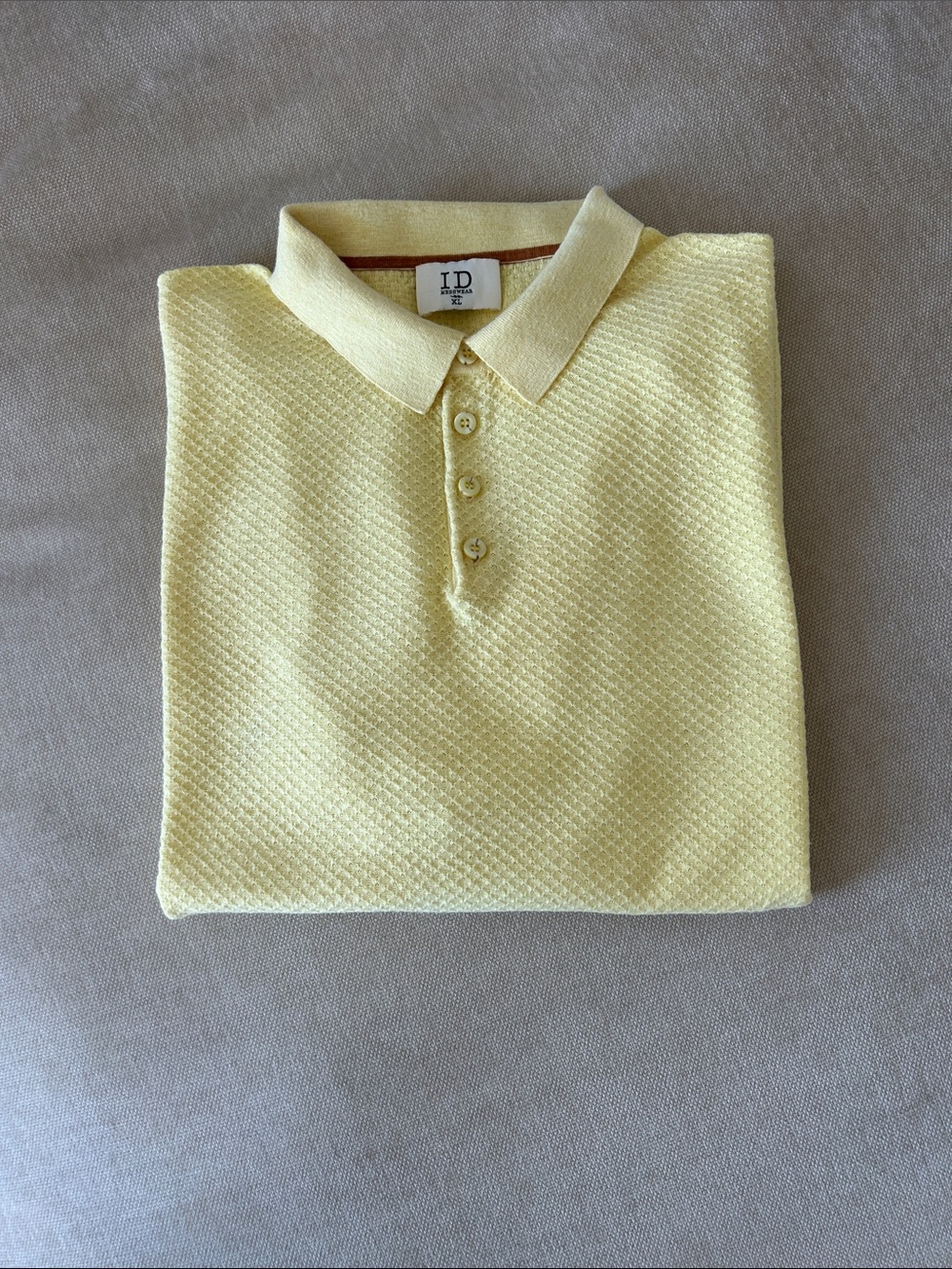Yellow Textured Polo Shirt for Men